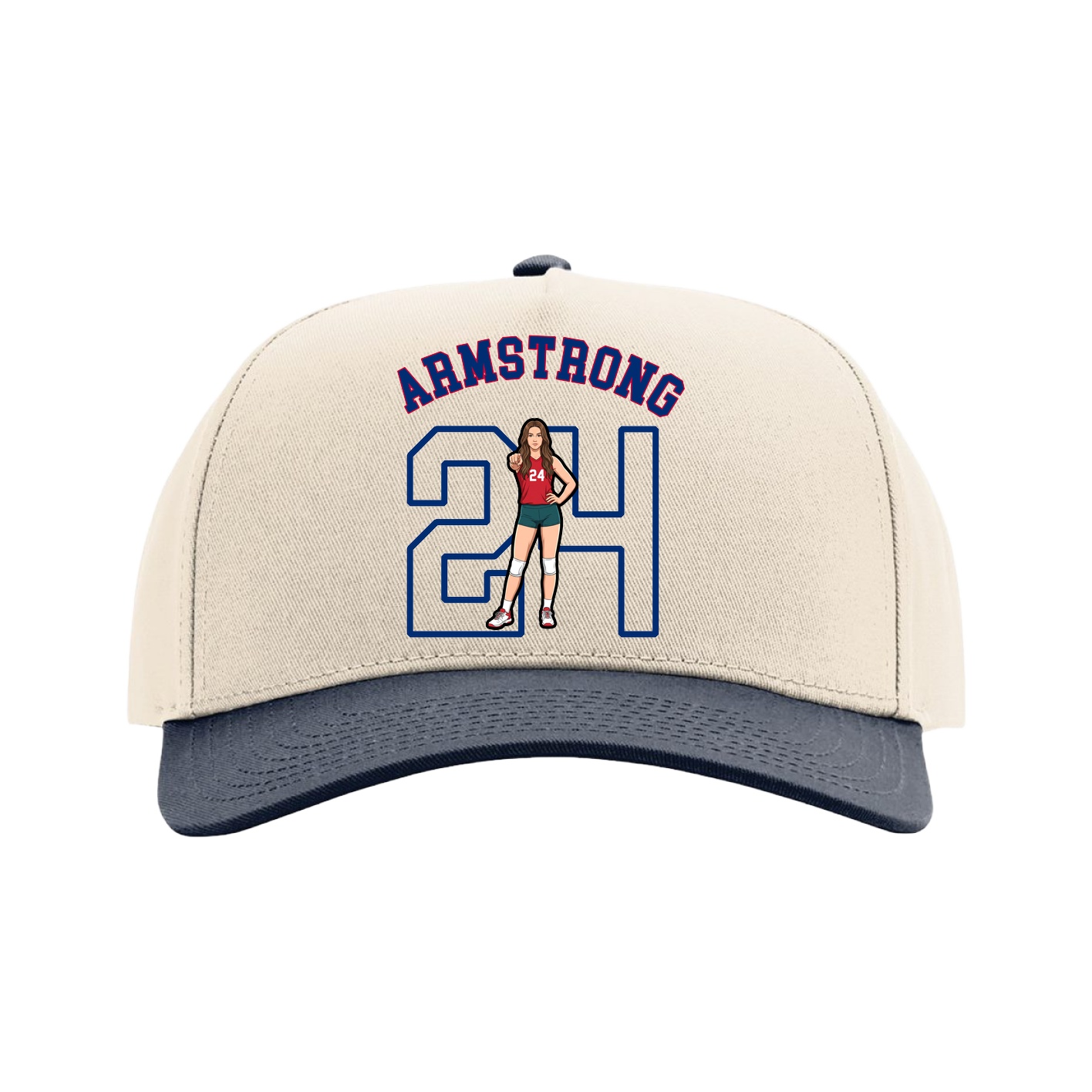 Full Fabric Five-Panel Champ Cap — Shirsey Arch in Cream/Navy