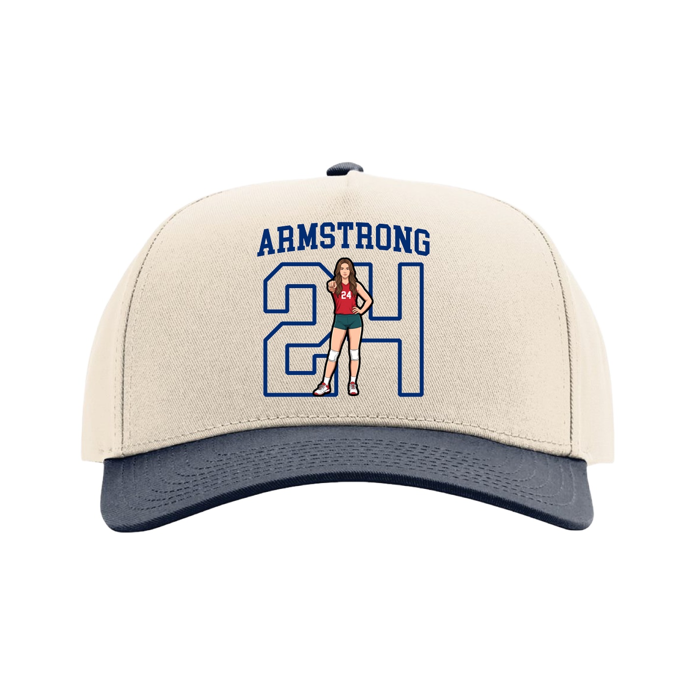 Full Fabric Five-Panel Champ Cap — Shirsey in Cream/Navy