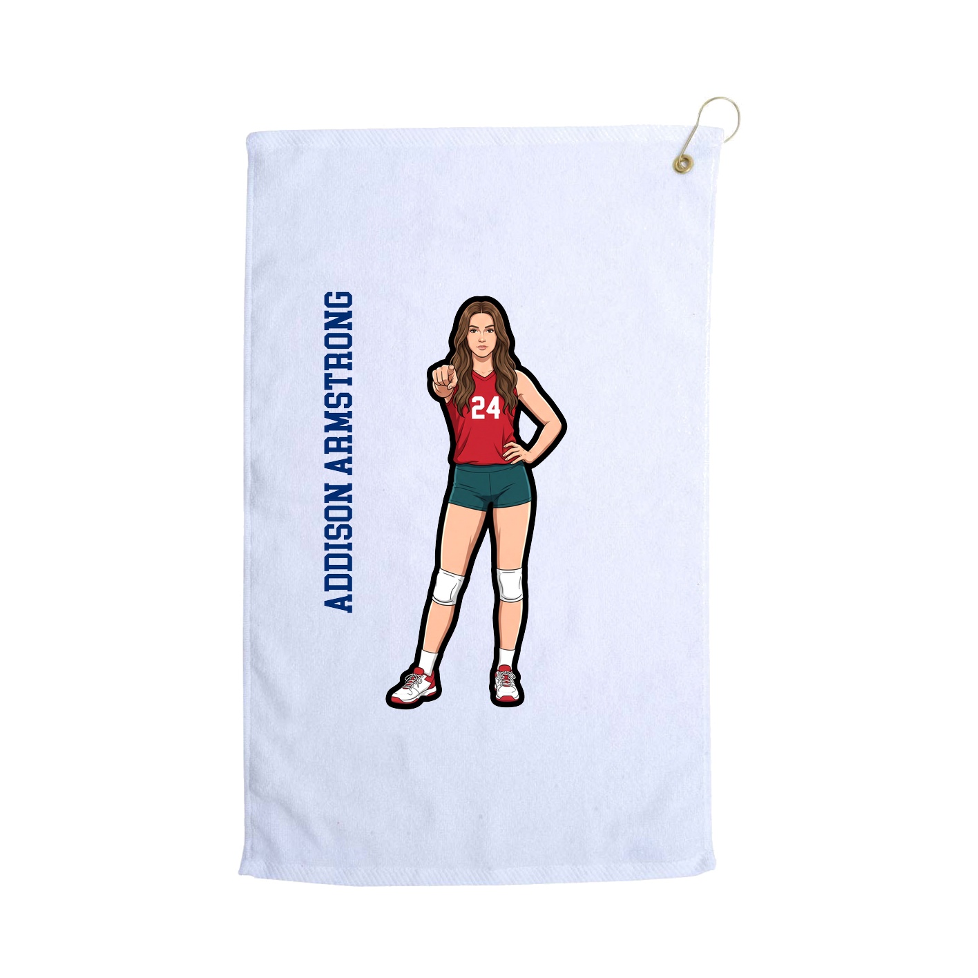 Golf Towel — Name Vertical in White