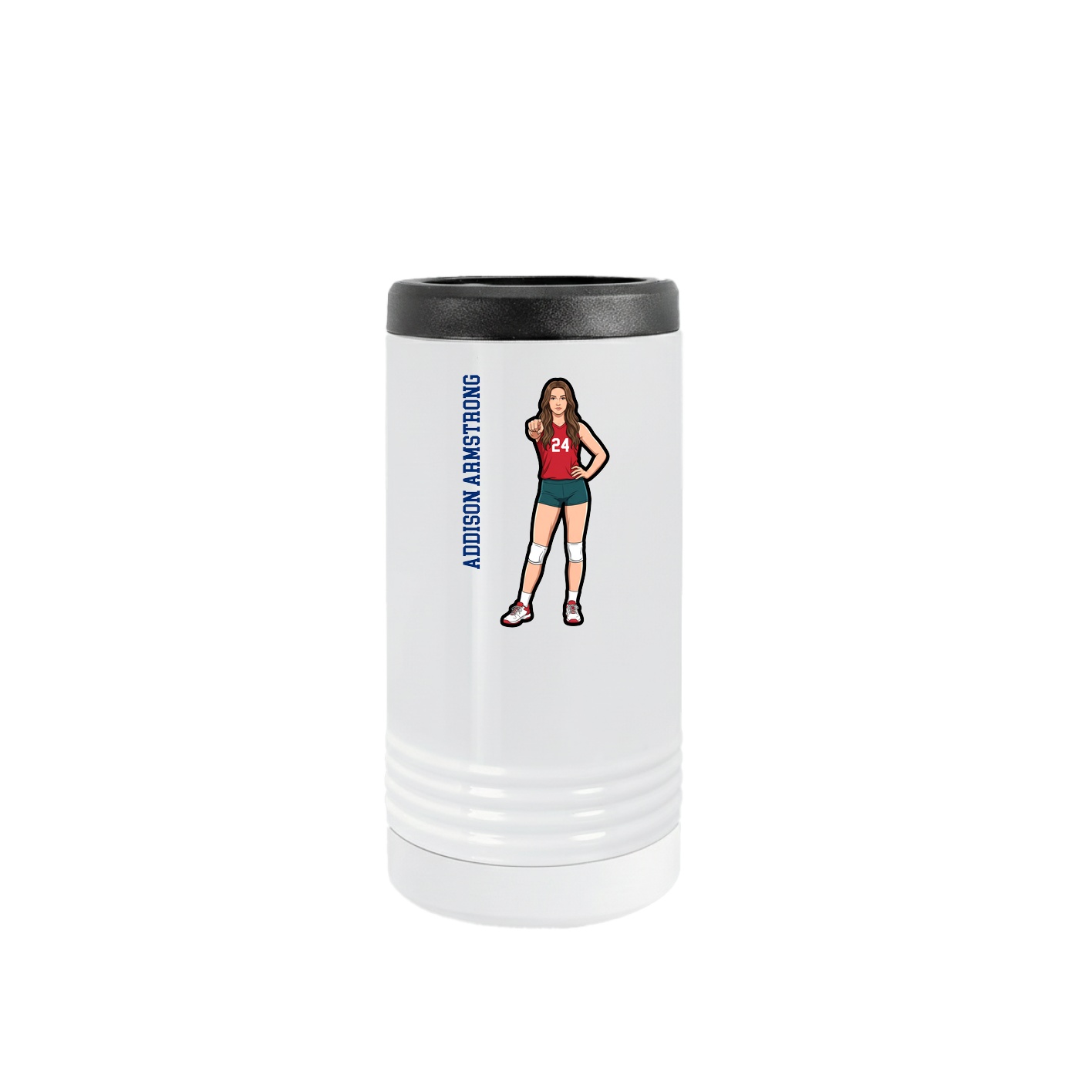 Slim Beverage Holder — Name Vertical in White