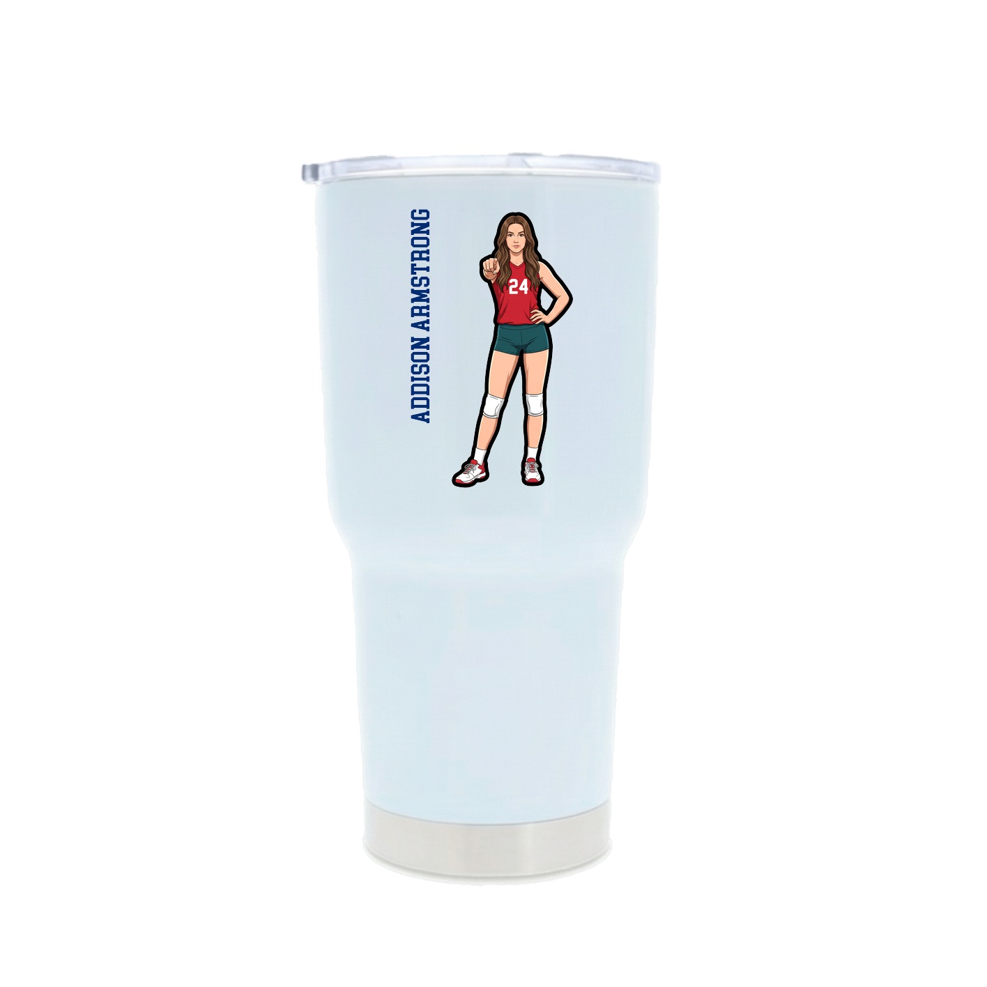 30oz Stainless Steel Tumbler — Name Vertical in White