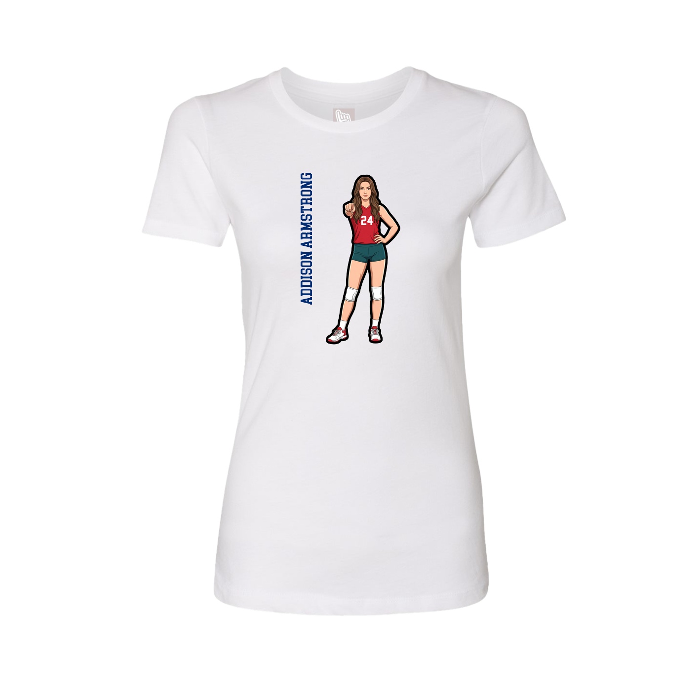 Womens Tee — Name Vertical in White