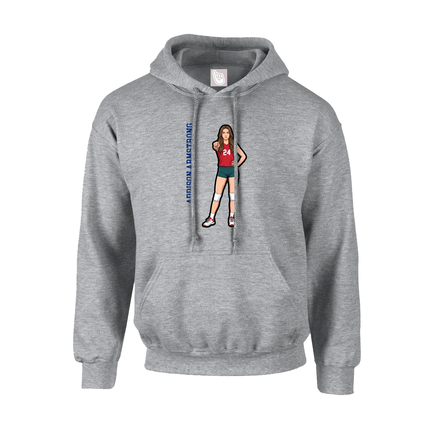 Hoodie — Name Vertical in Grey