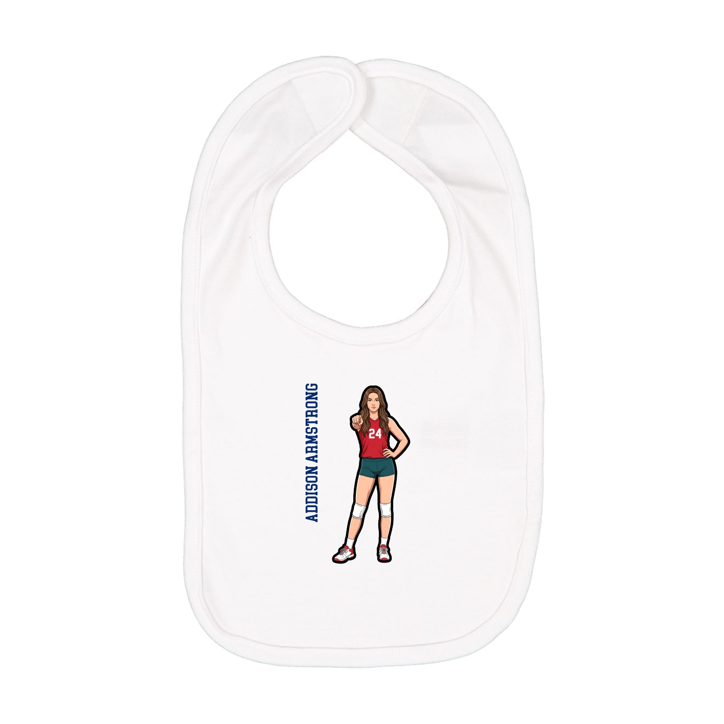 Infant Bib — Name Vertical in White