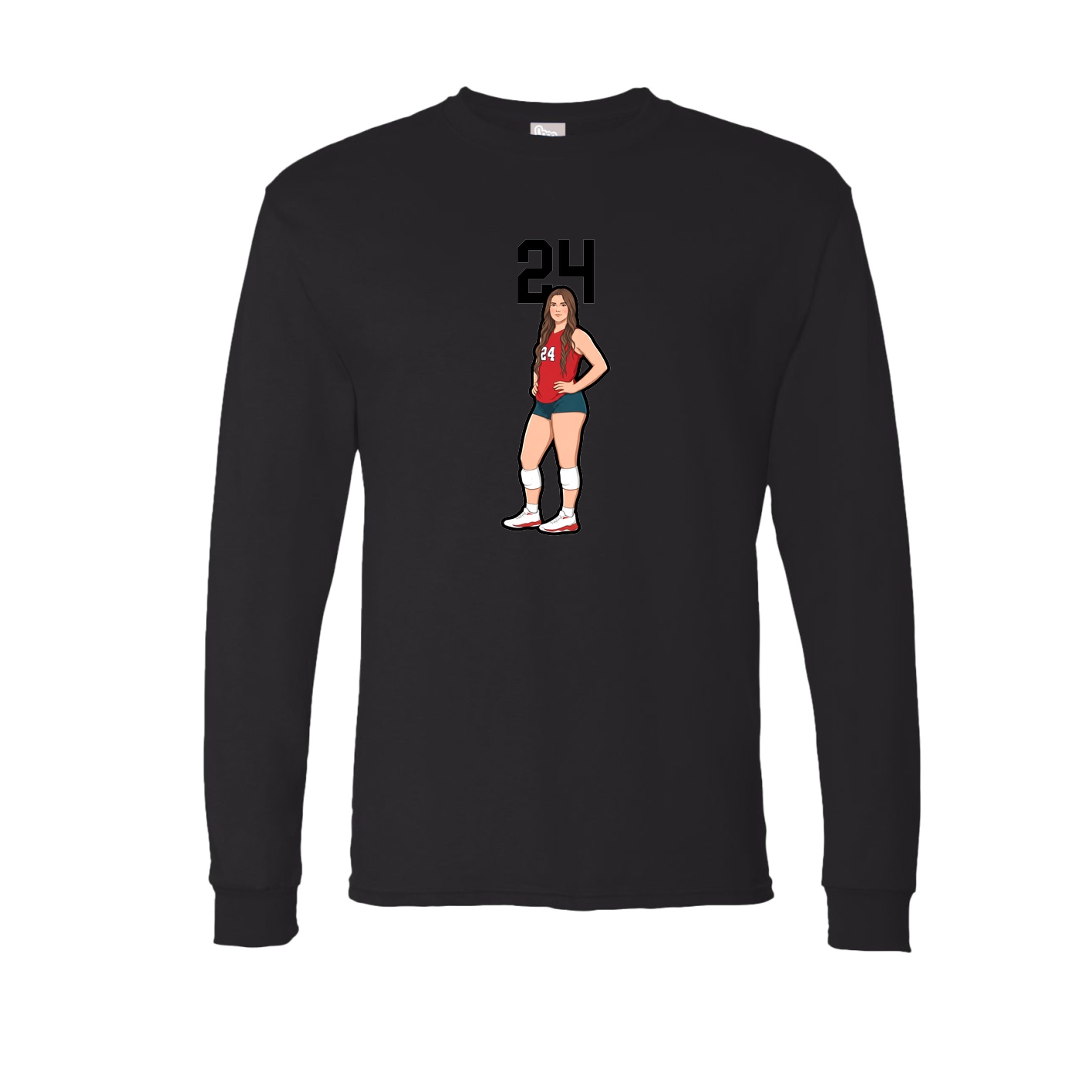 Long Sleeve Tee — Number Top in Black