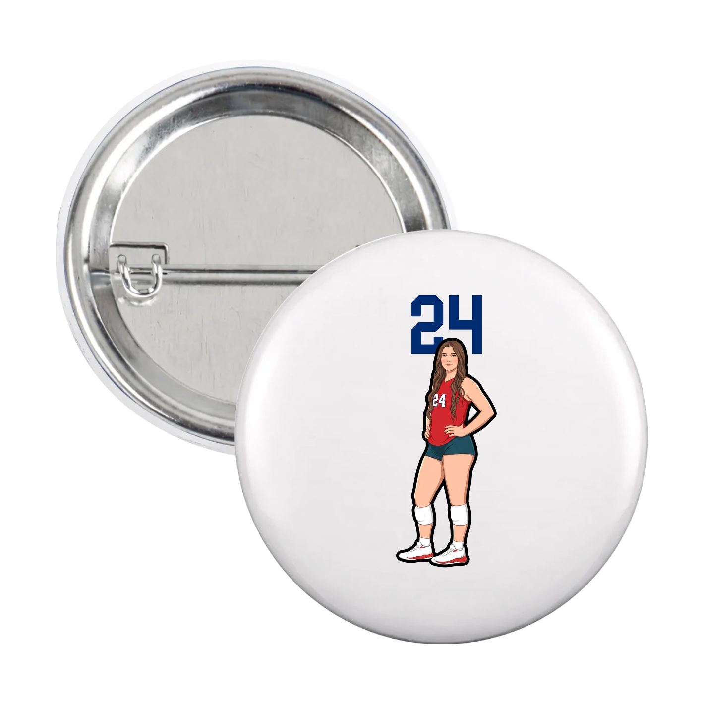 Game Day Button — Number Top in White