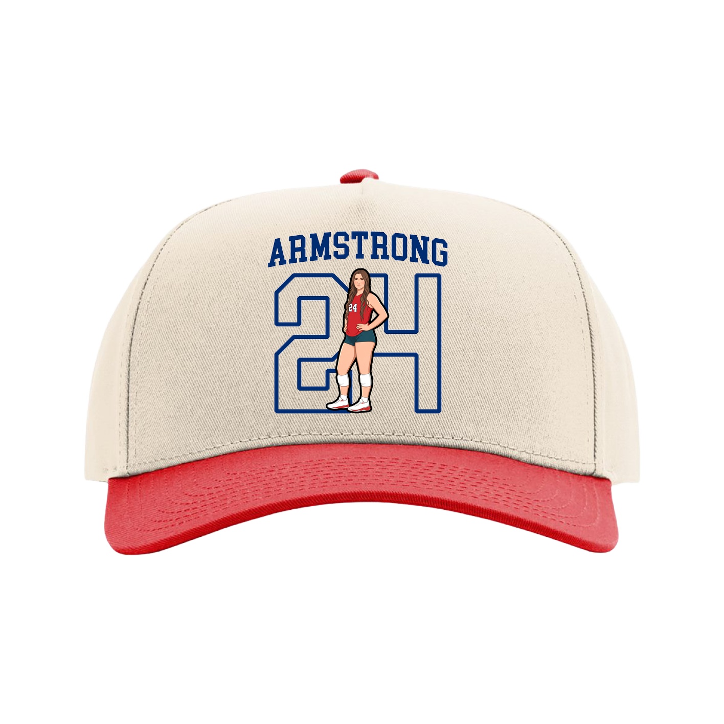 Full Fabric Five-Panel Champ Cap — Shirsey in Cream/Red