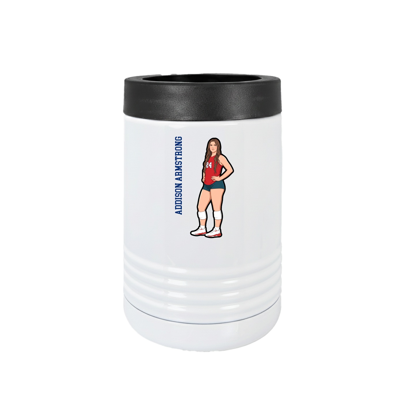 Beverage Holder — Name Vertical in White