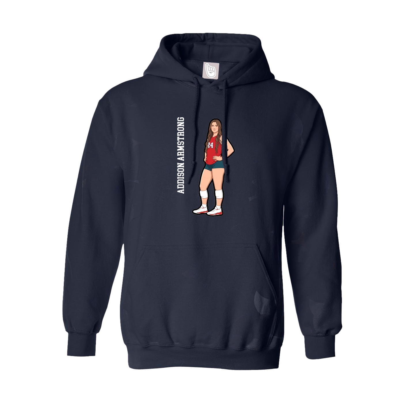Youth Hoodie — Name Vertical in Navy
