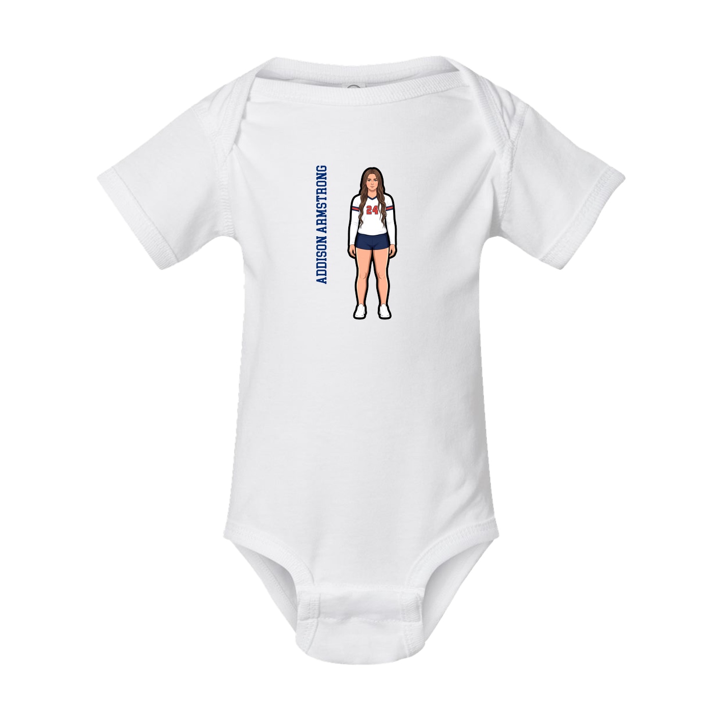 Baby Onesie — Name Vertical in White