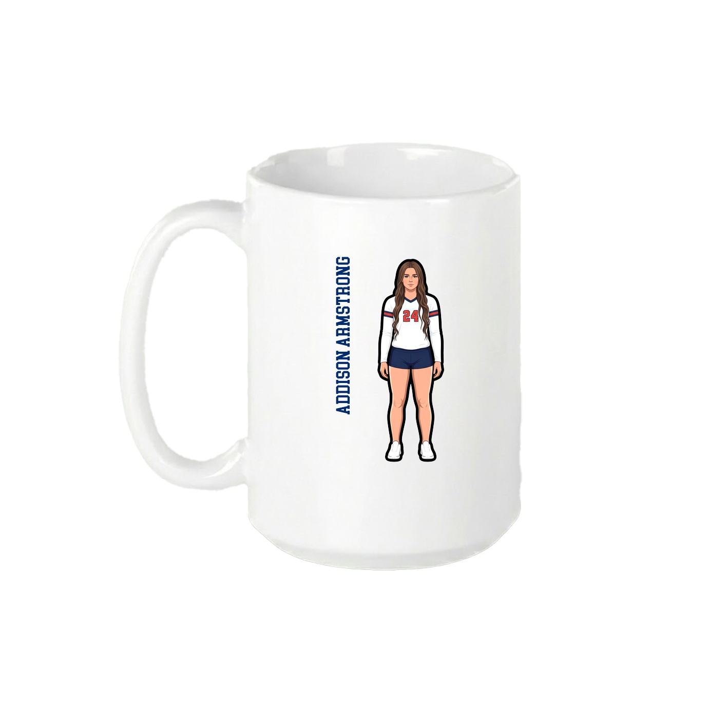 15oz Coffee Mug — Name Vertical in White
