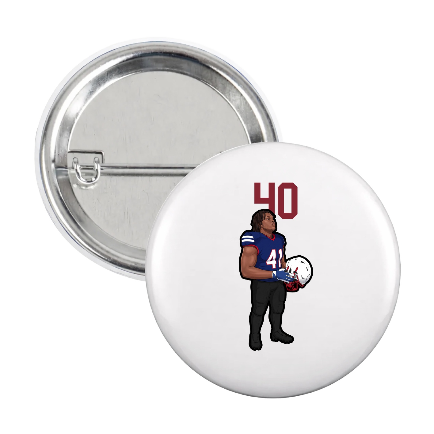 Game Day Button — Number Top in White