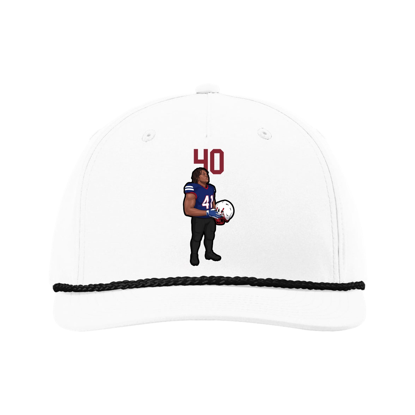 Five-Panel Classic Rope Cap — Number Top in White