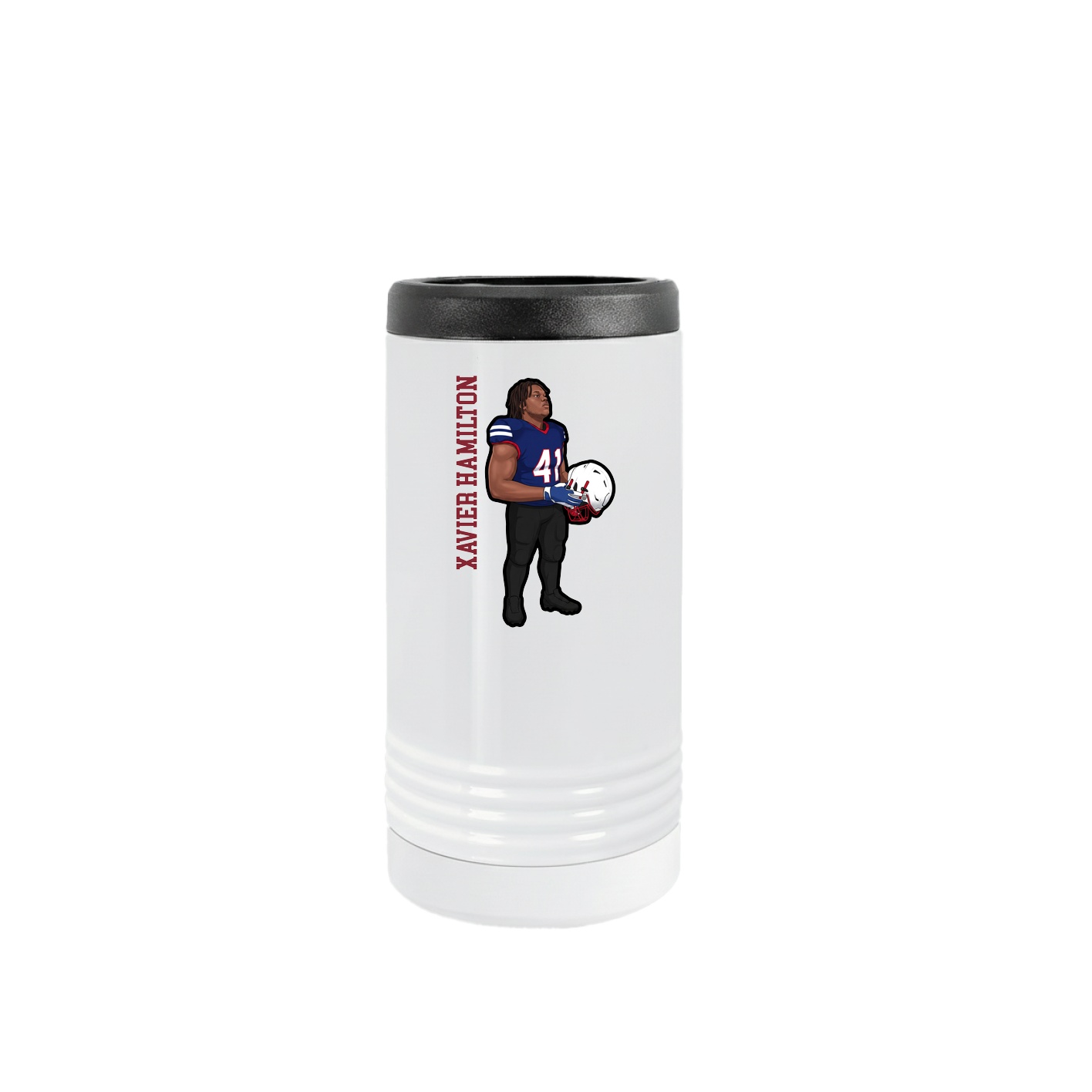 Slim Beverage Holder — Name Vertical in White