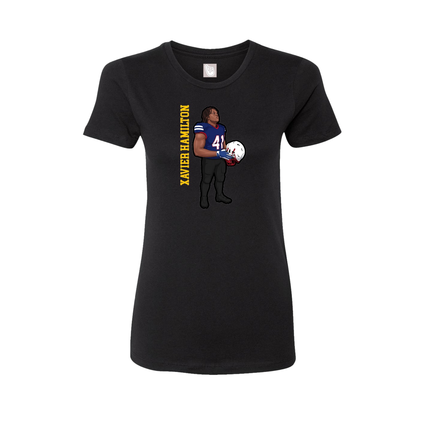 Fitted Women's Tee — Name Vertical in Black