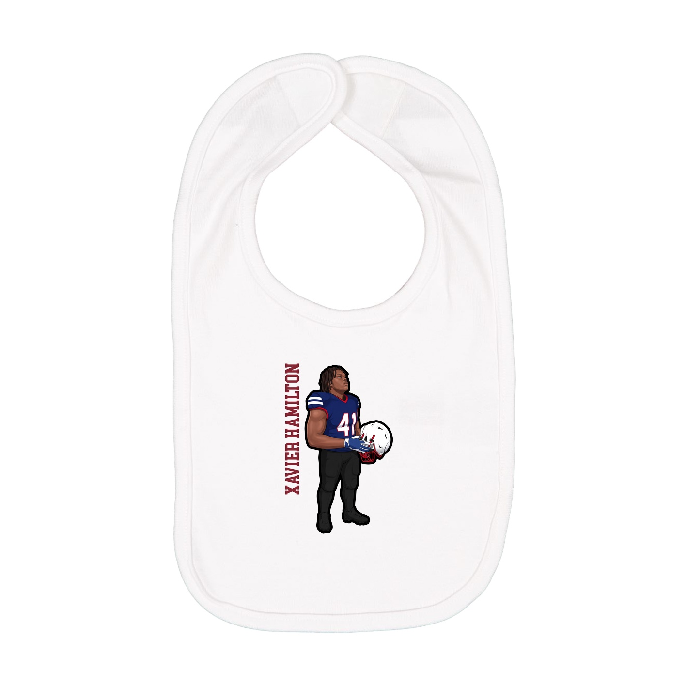 Infant Bib — Name Vertical in White