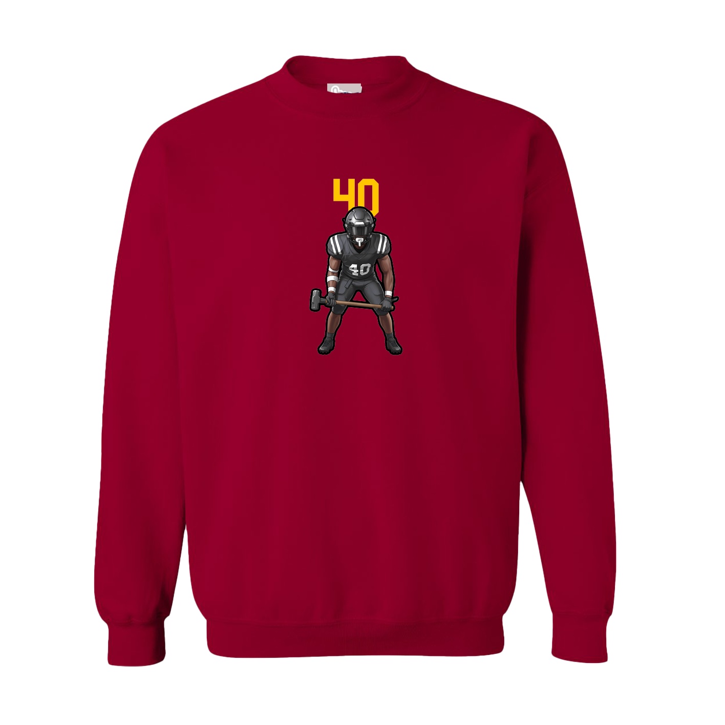 Fleece Crew — Number Top in Cardinal