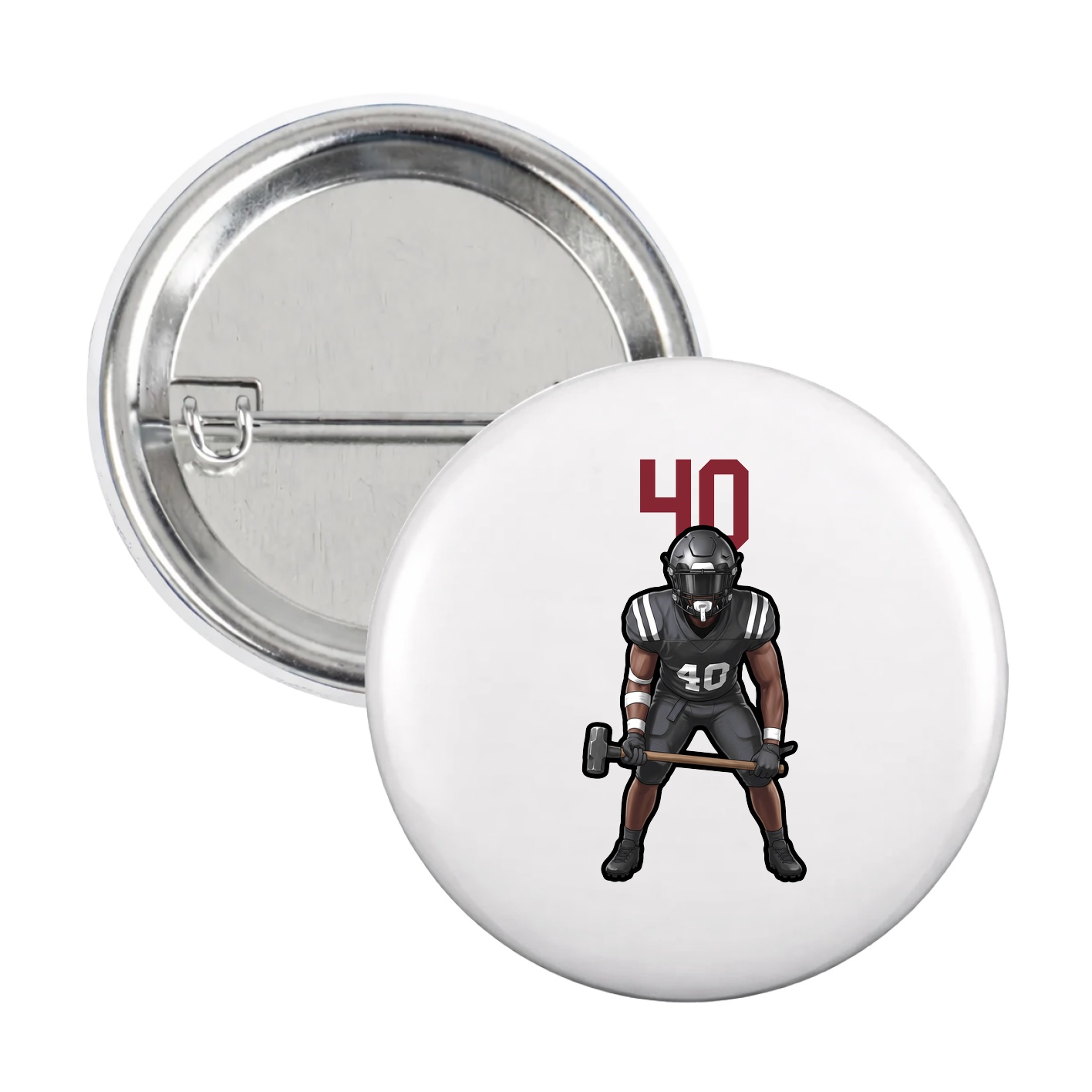 Game Day Button — Number Top in White