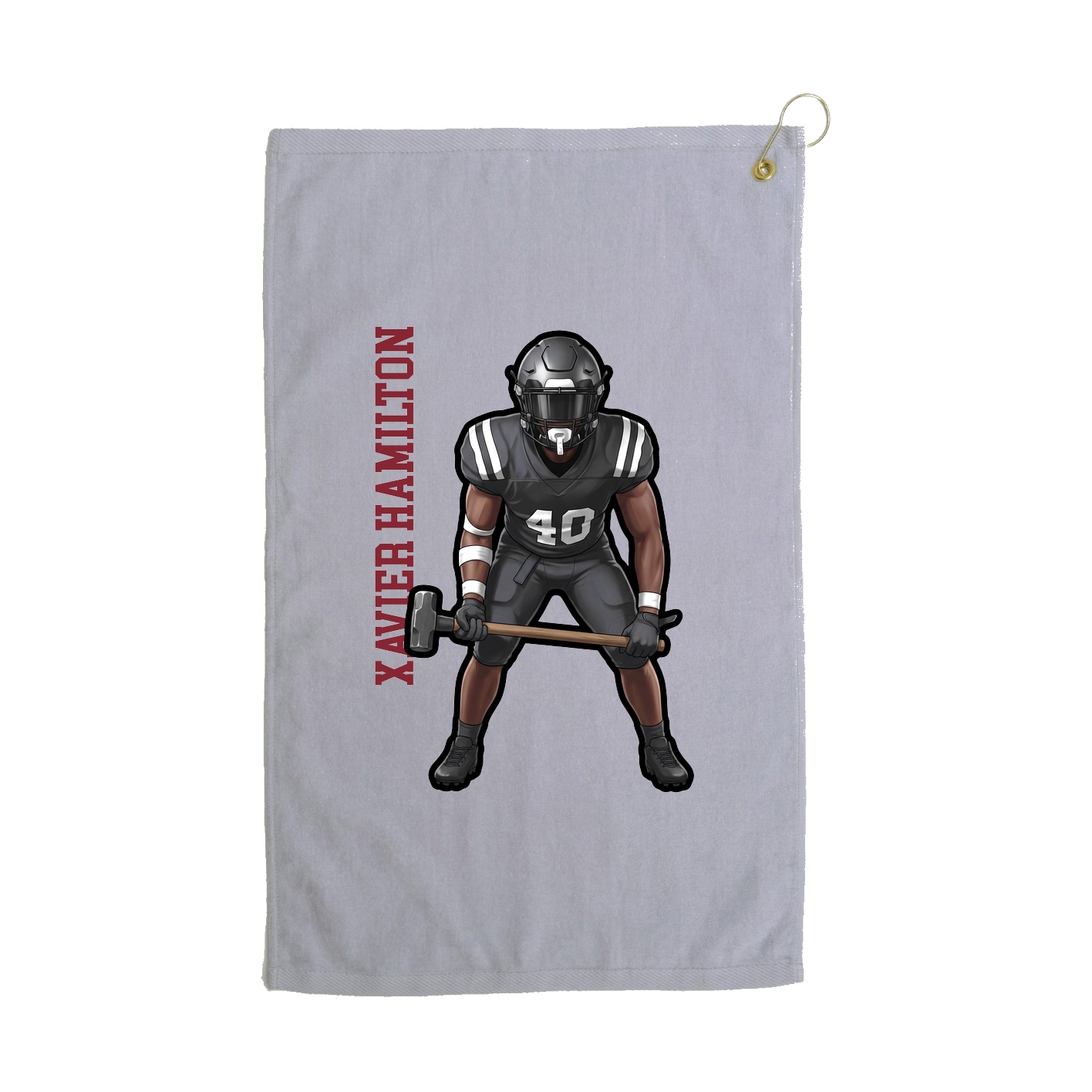 Golf Towel — Name Vertical in Grey