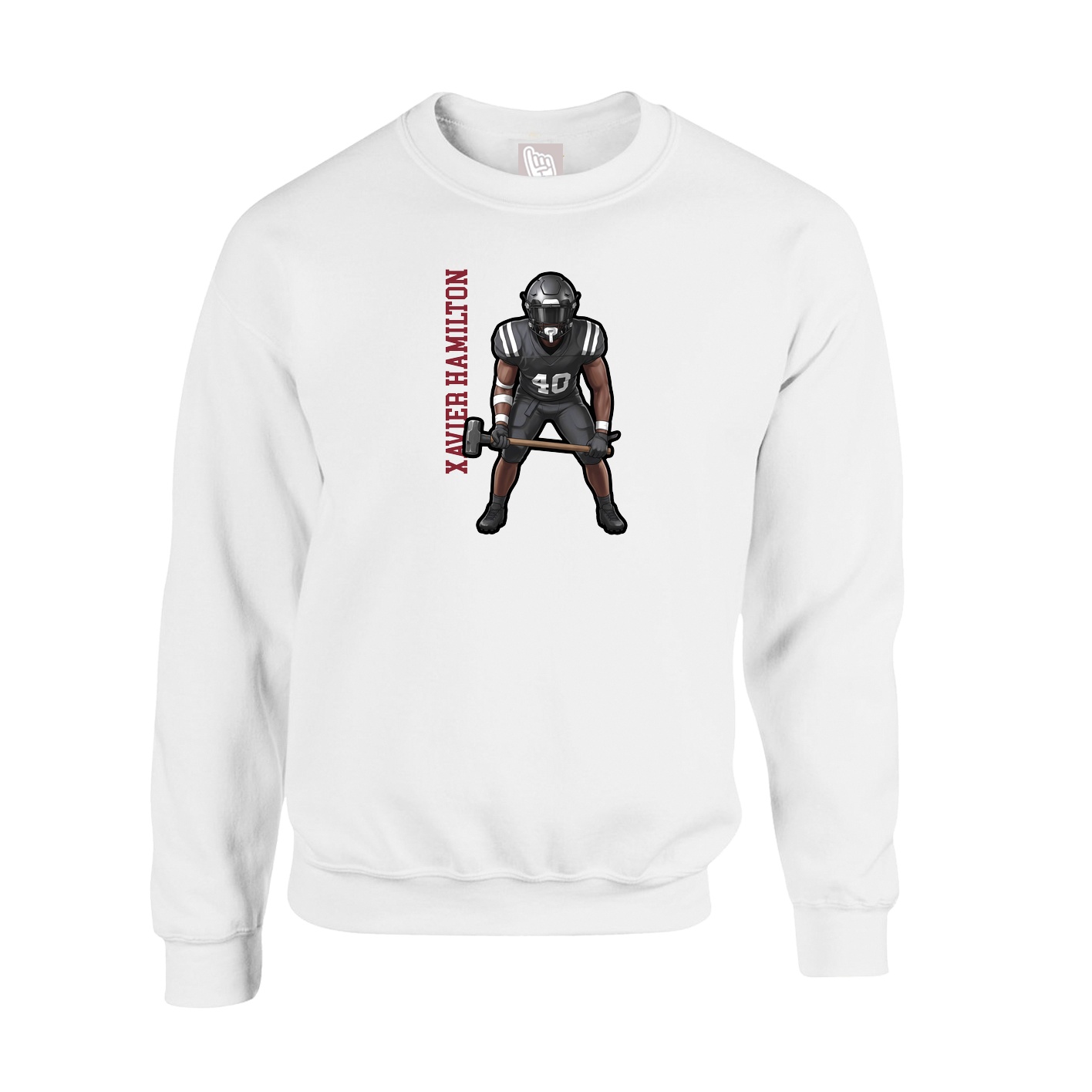 Fleece Crew — Name Vertical in White