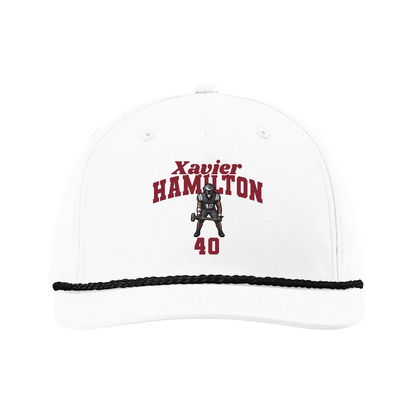 Five-Panel Classic Rope Cap — Signature Arch in White