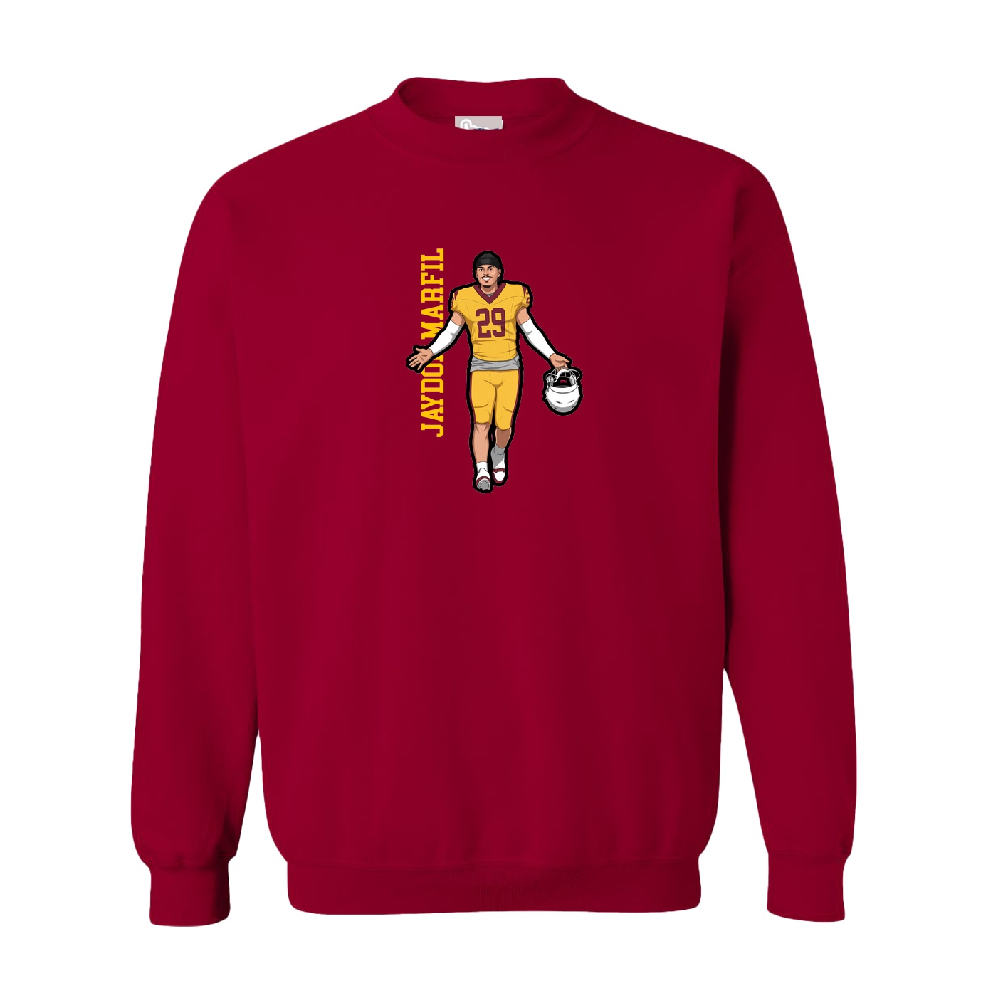 Fleece Crew — Name Vertical in Cardinal