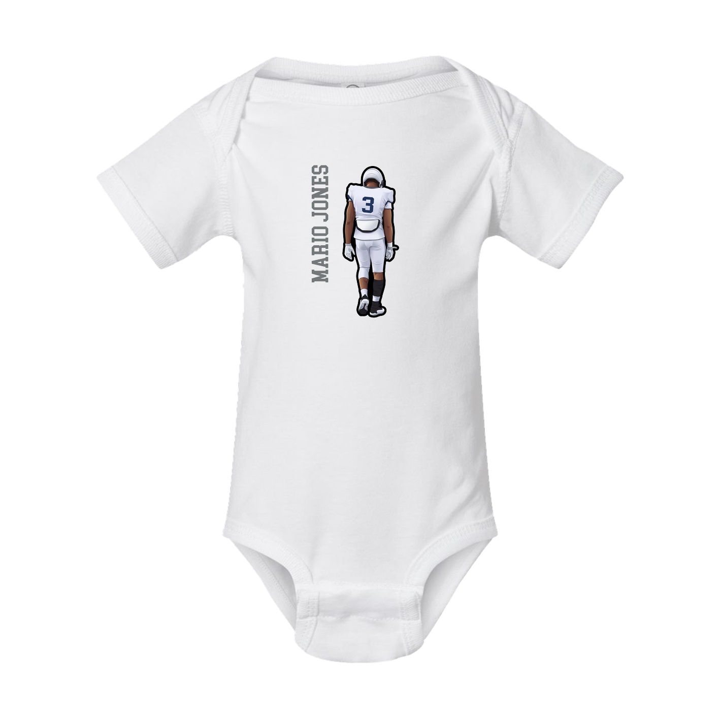 Baby Onesie — Name Vertical in White