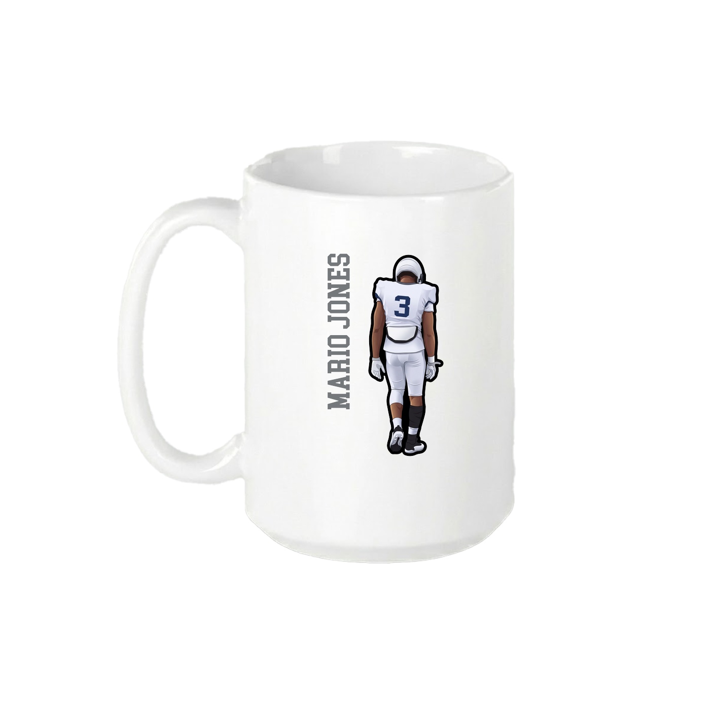 15oz Coffee Mug — Name Vertical in White