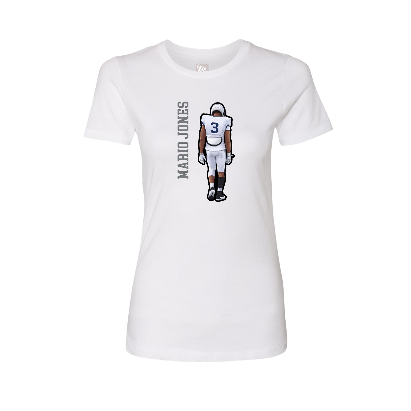 Fitted Women's Tee — Name Vertical in White