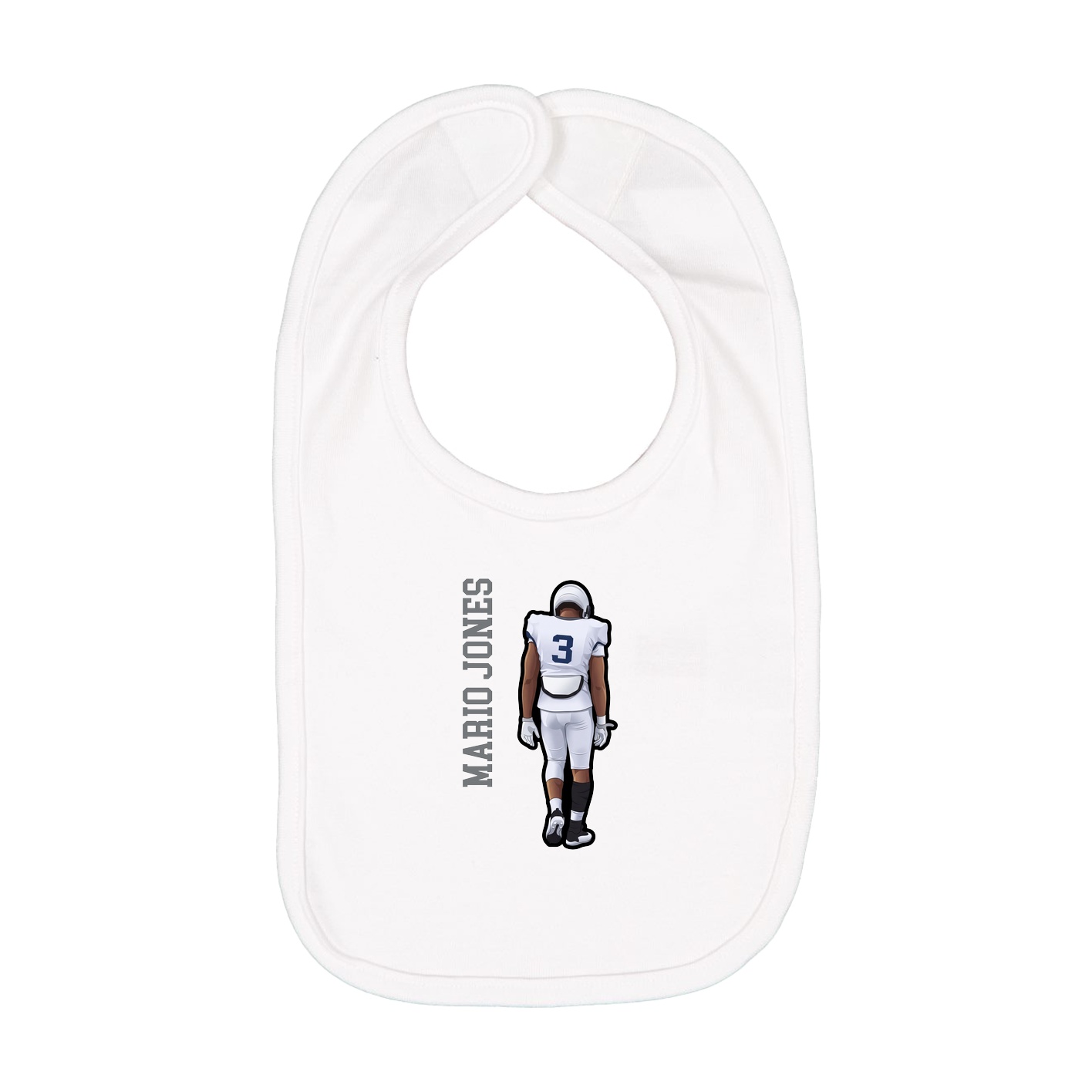 Infant Bib — Name Vertical in White