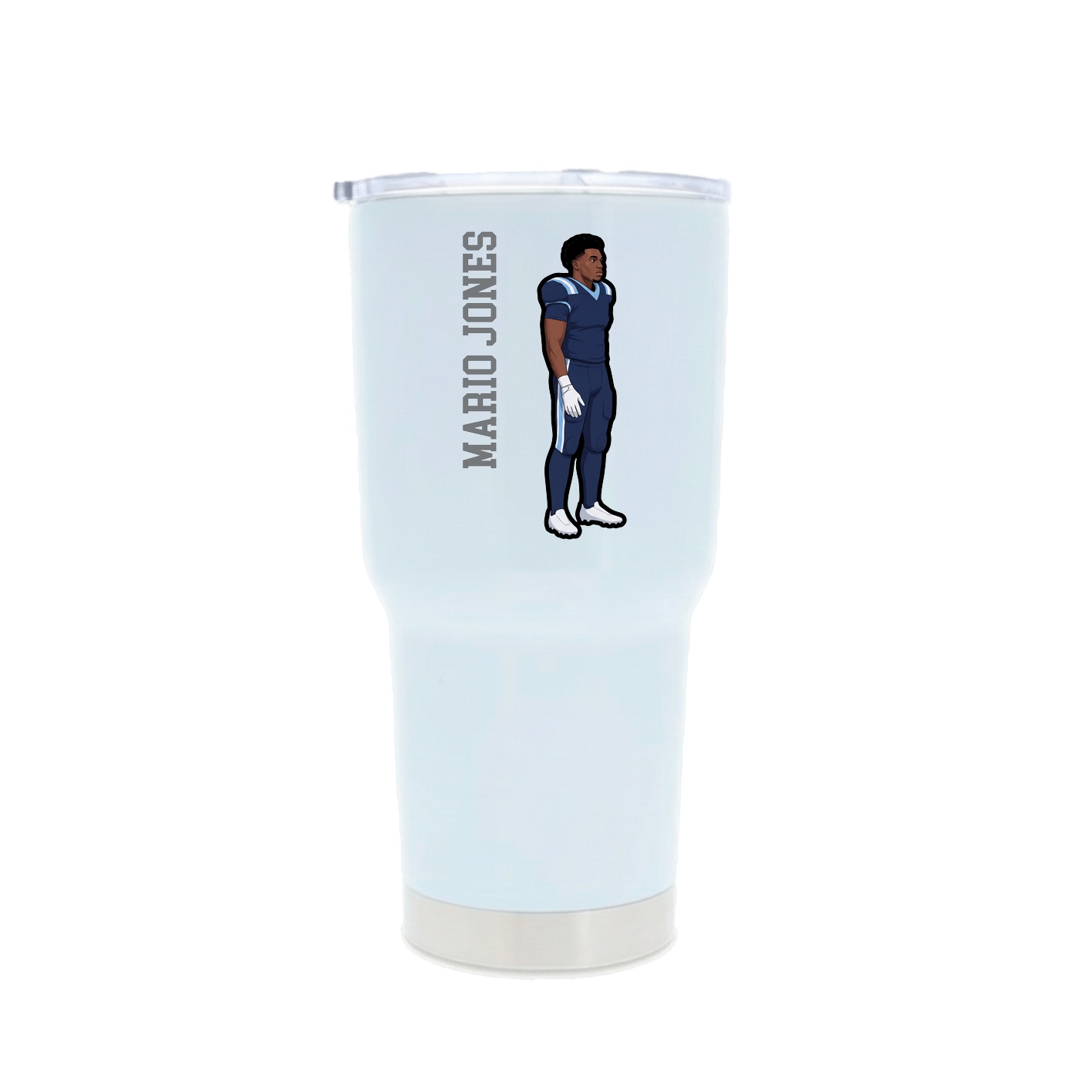 30oz Stainless Steel Tumbler — Name Vertical in White