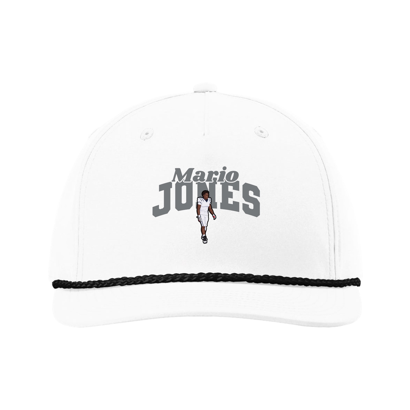 Five-Panel Classic Rope Cap — Signature Arch in White