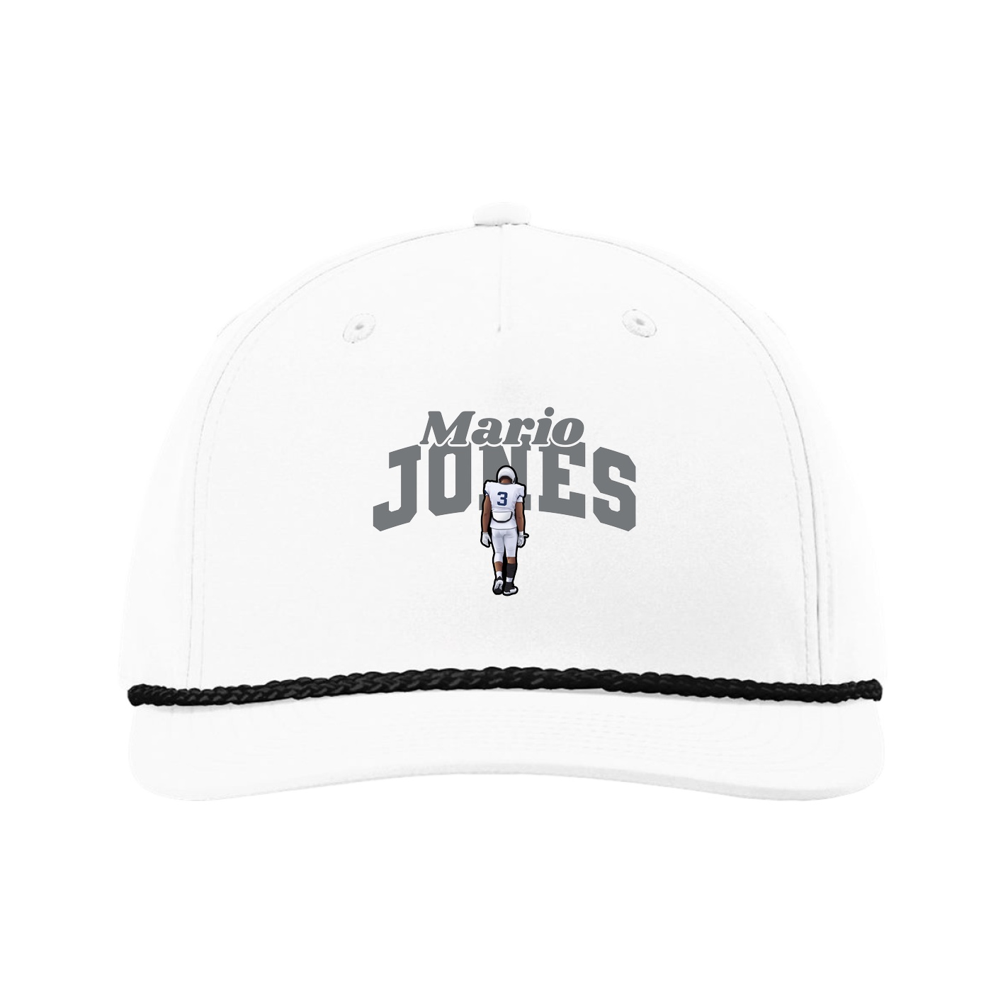 Five-Panel Classic Rope Cap — Signature Arch in White