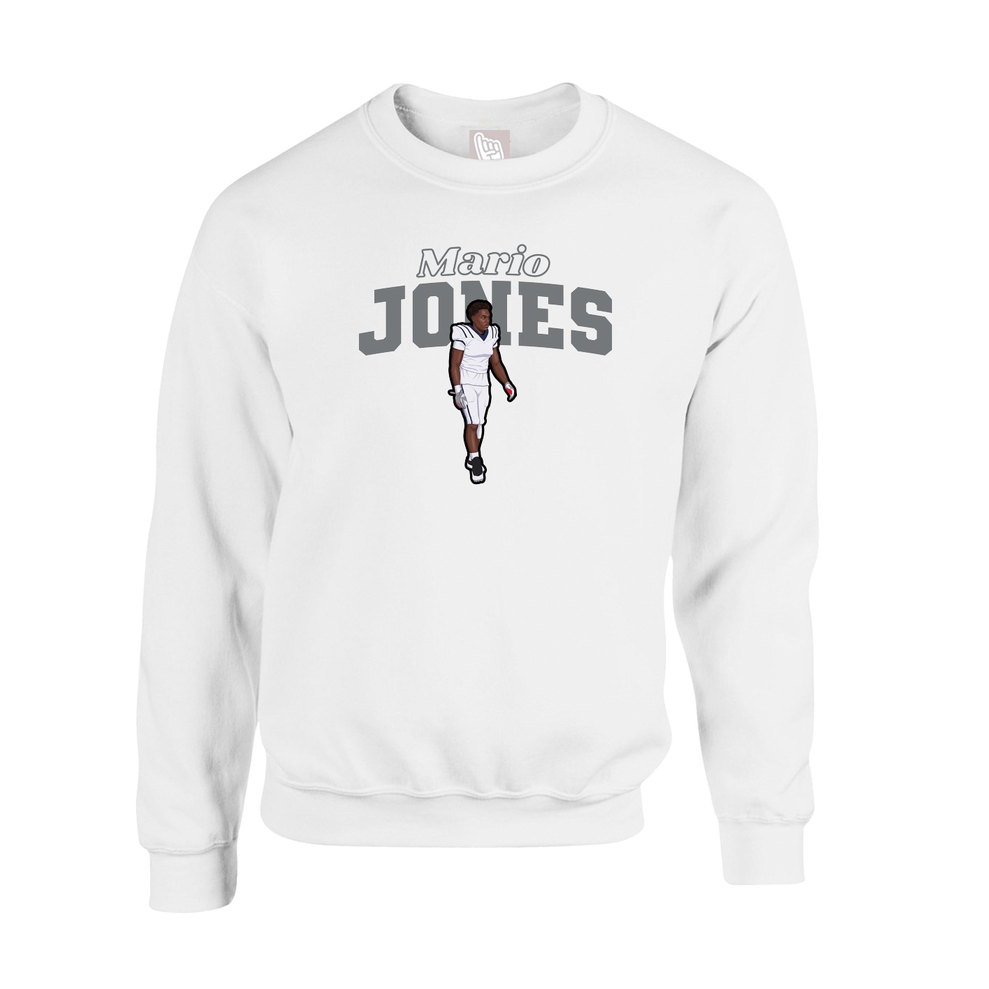 Fleece Crew — Name Arch in White