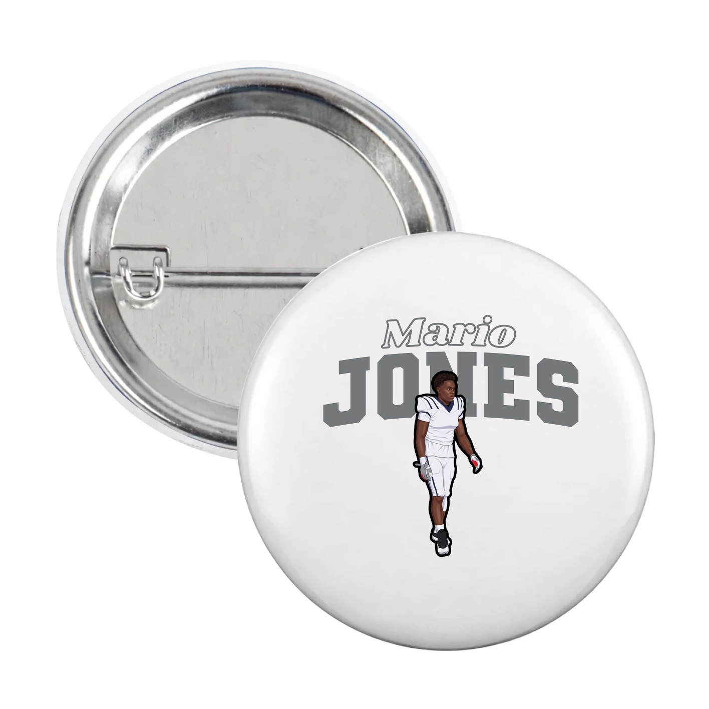 Game Day Button — Name Arch in White