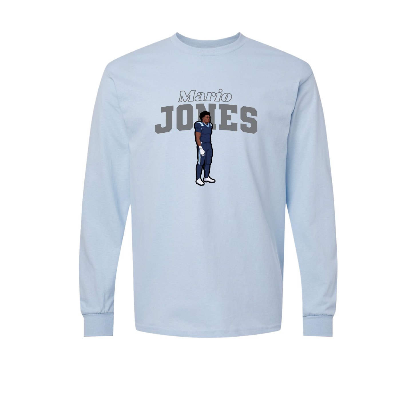 Long Sleeve Tee — Name Arch in Light Blue