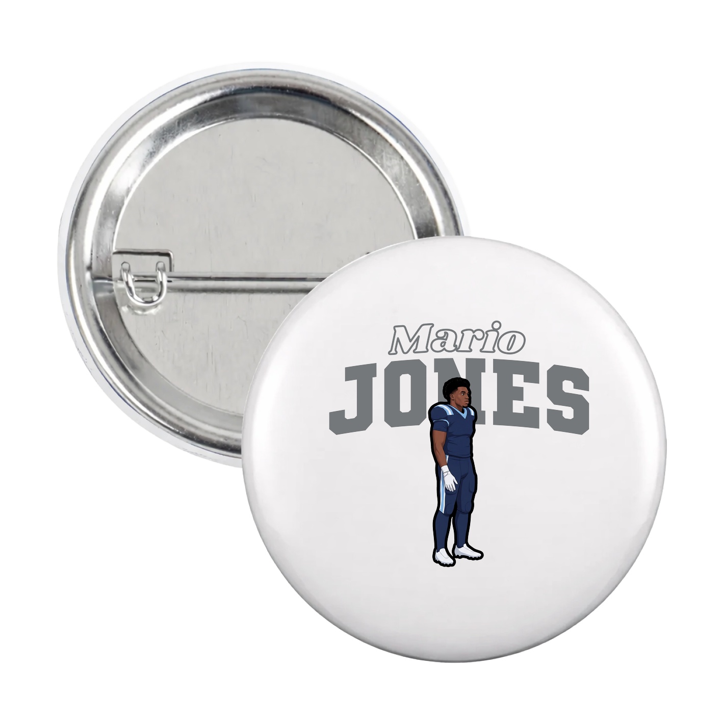 Game Day Button — Name Arch in White