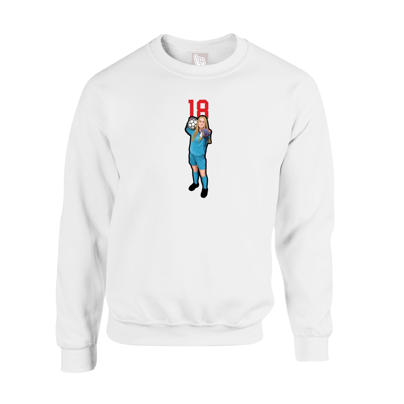 Fleece Crew — Number Top in White