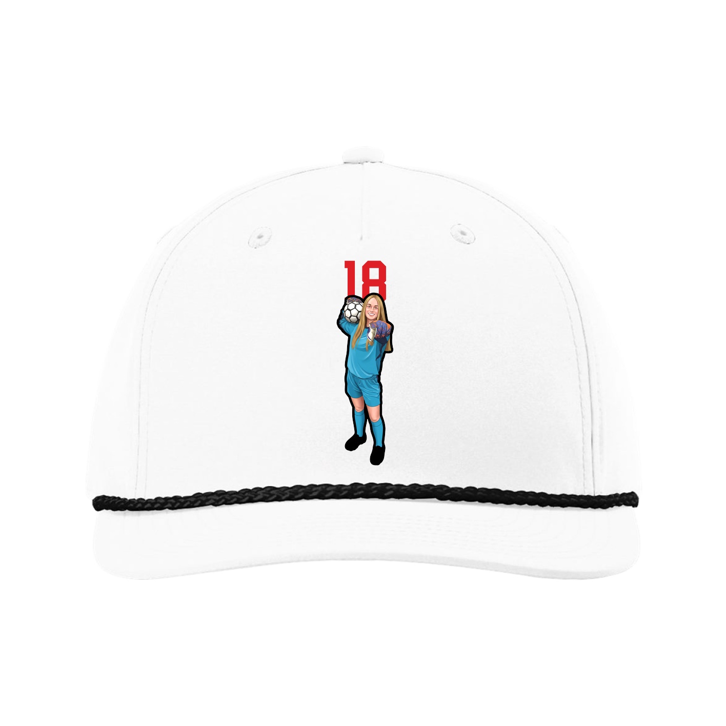 Five-Panel Classic Rope Cap — Number Top in White