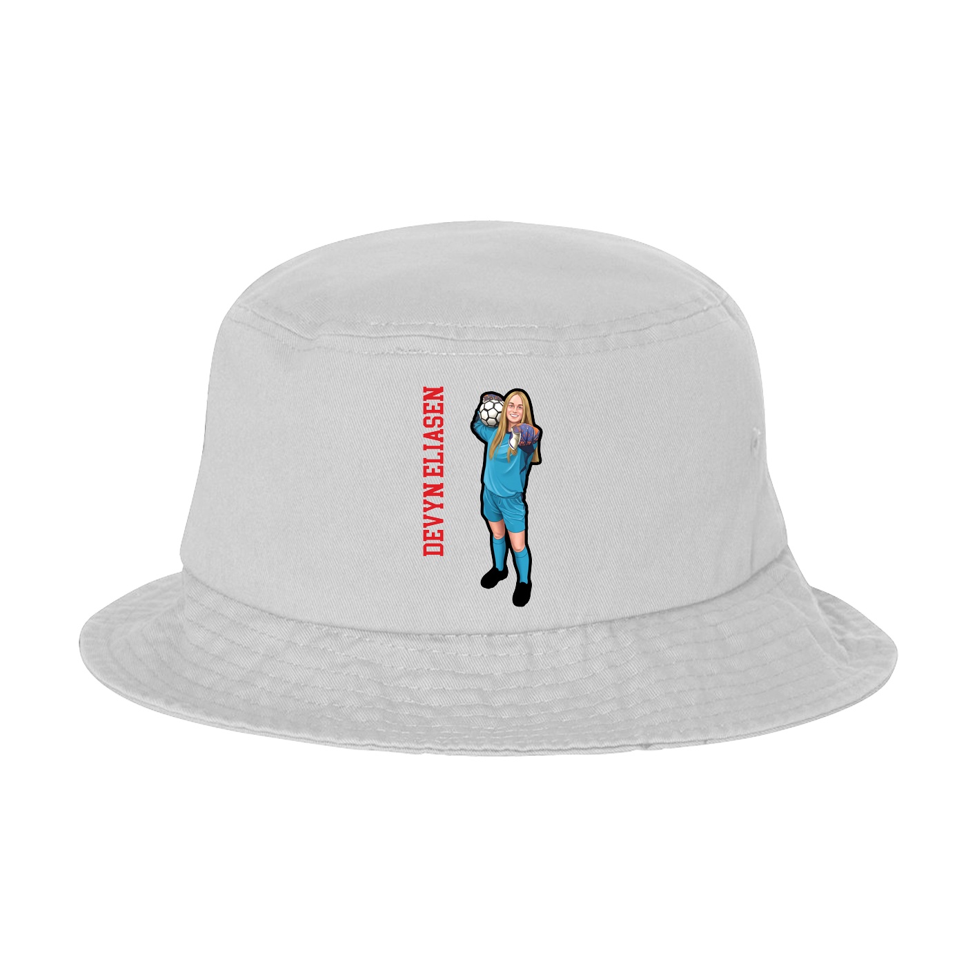 Bucket Cap — Name Vertical in White