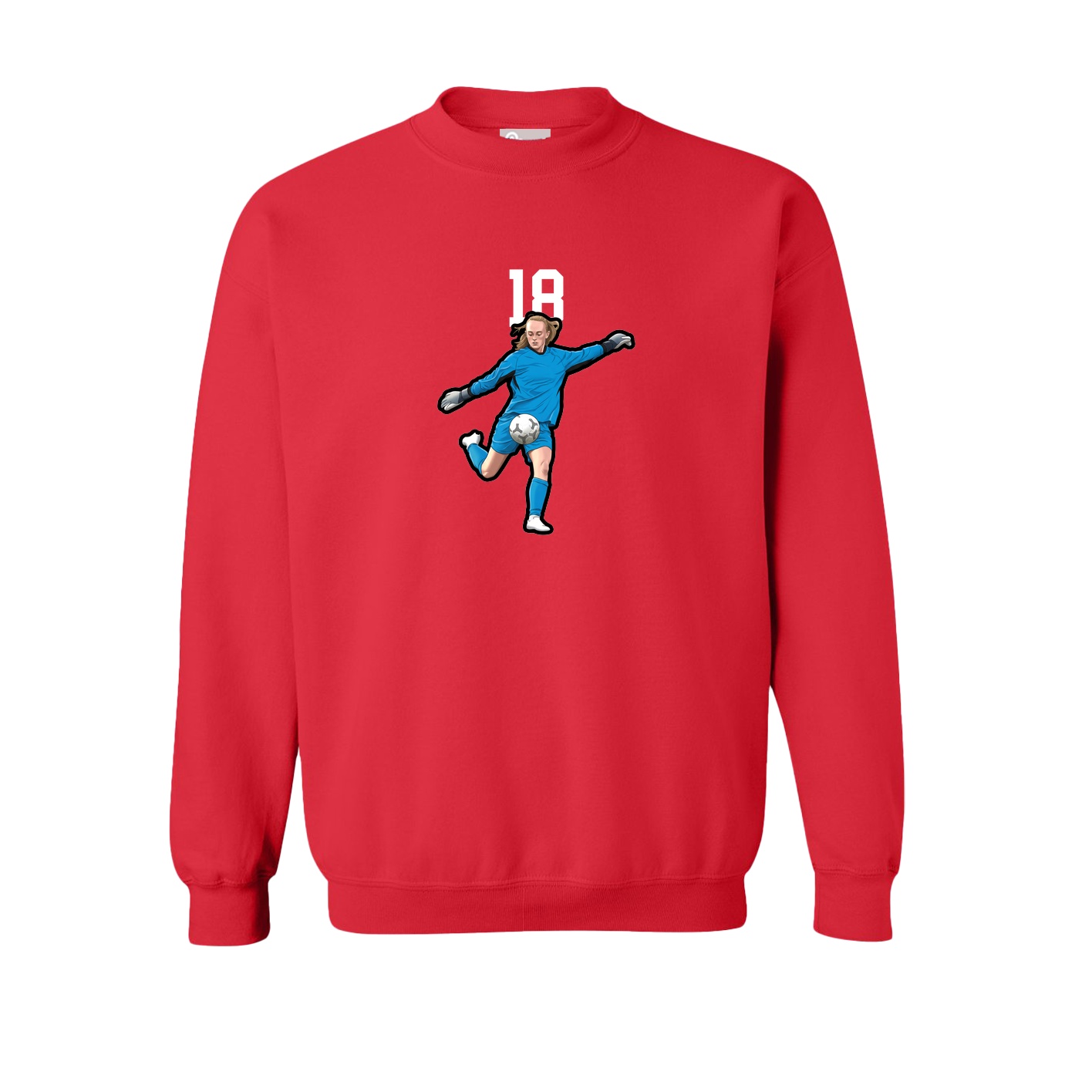 Fleece Crew — Number Top in Red