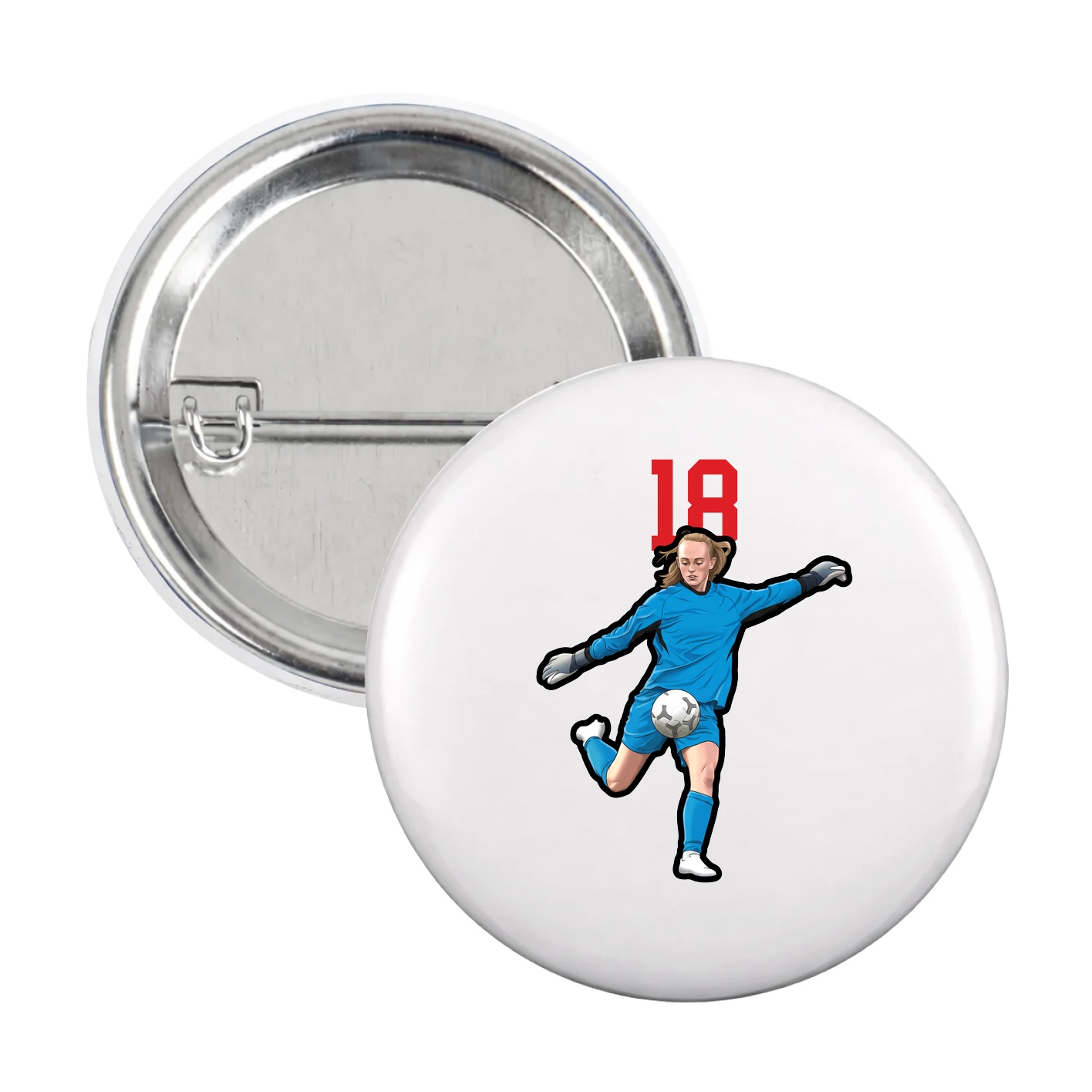 Game Day Button — Number Top in White