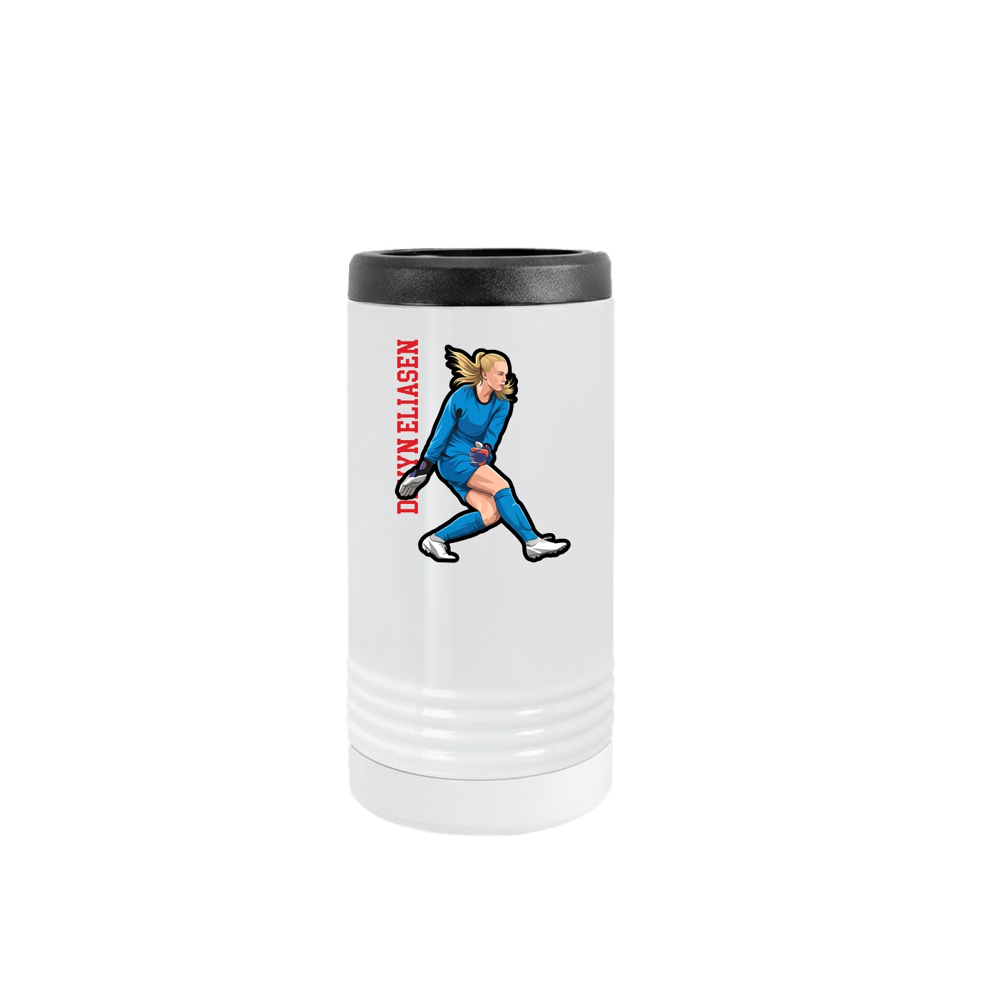 Slim Beverage Holder — Name Vertical in White