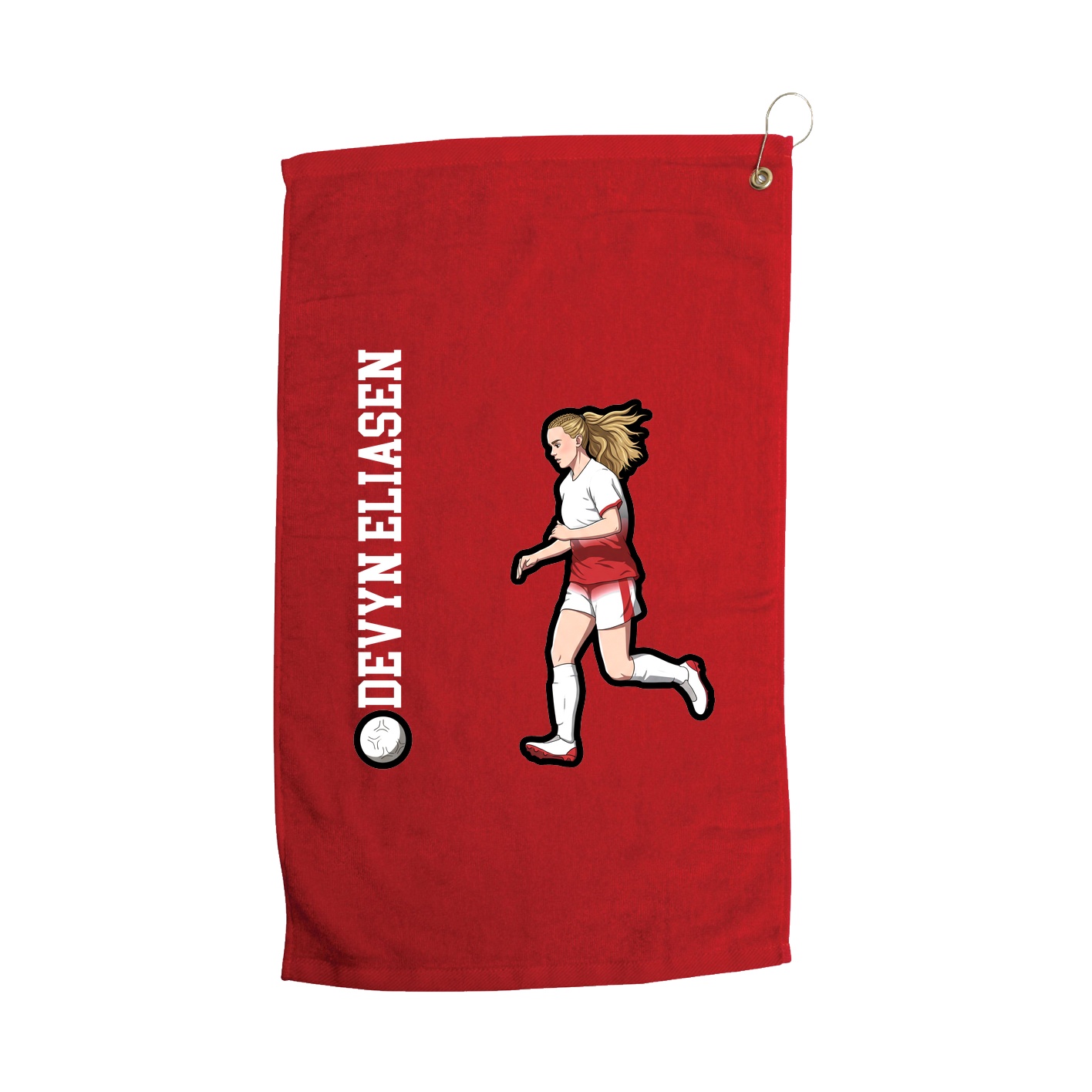 Golf Towel — Name Vertical in Red