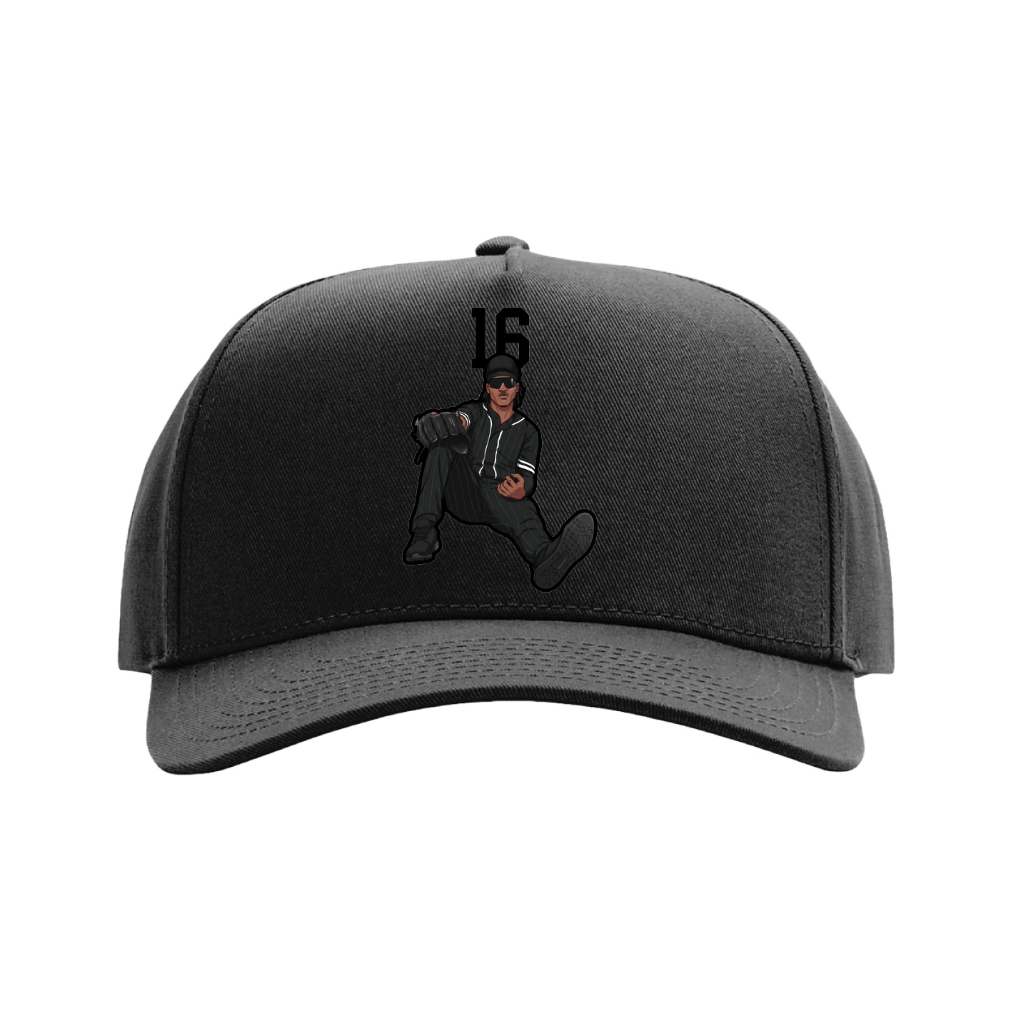 Full Fabric Five-Panel Champ Cap — Number Top in Black