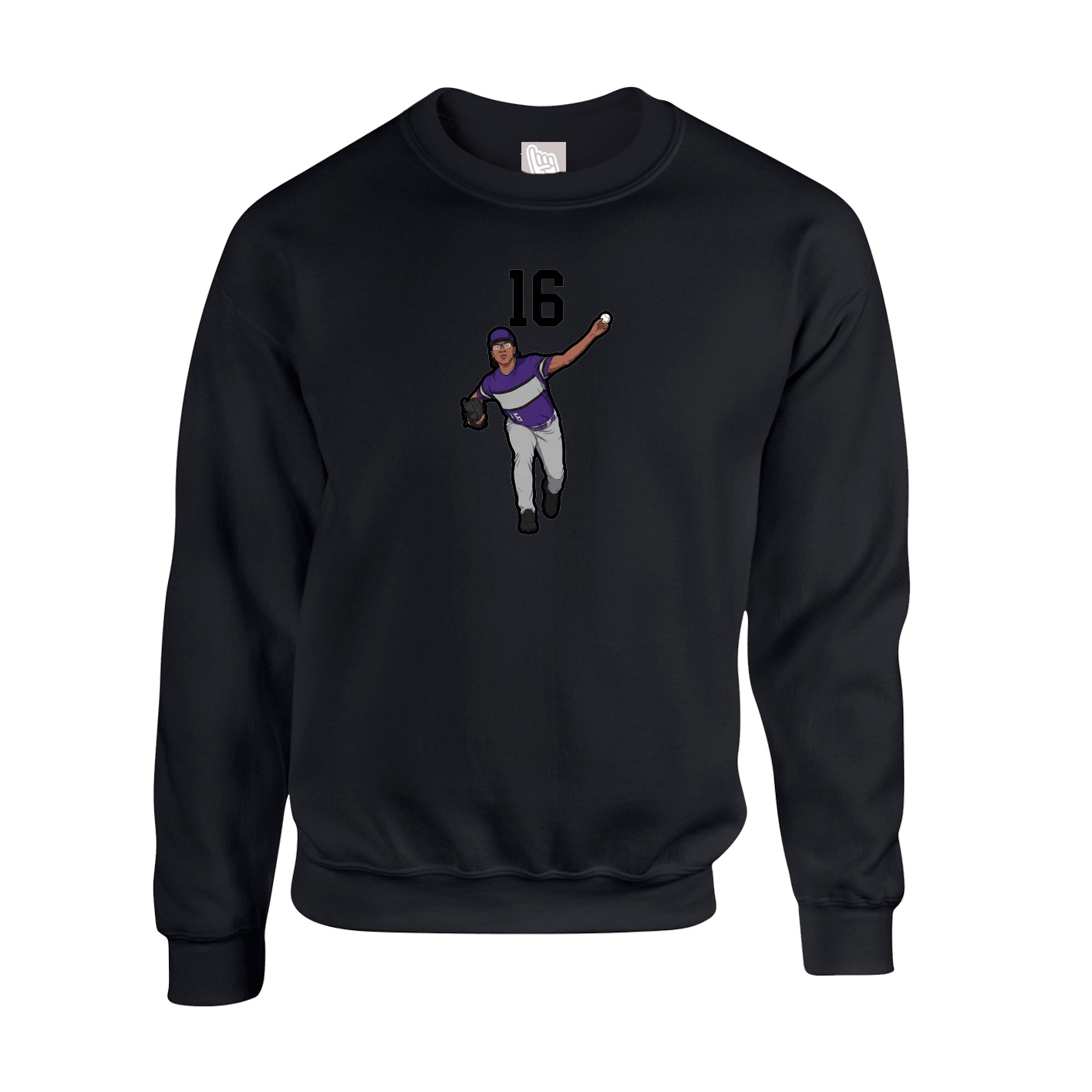 Fleece Crew — Number Top in Black