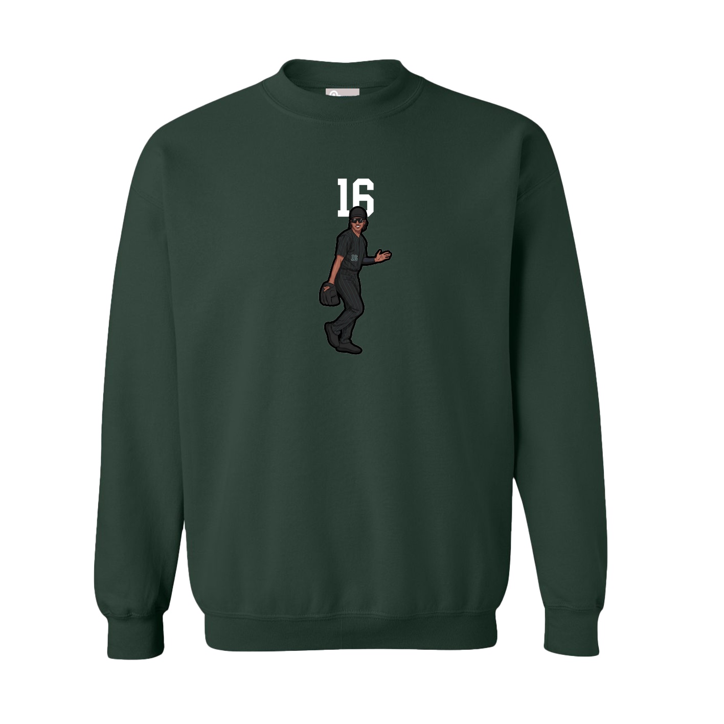 Fleece Crew — Number Top in Green