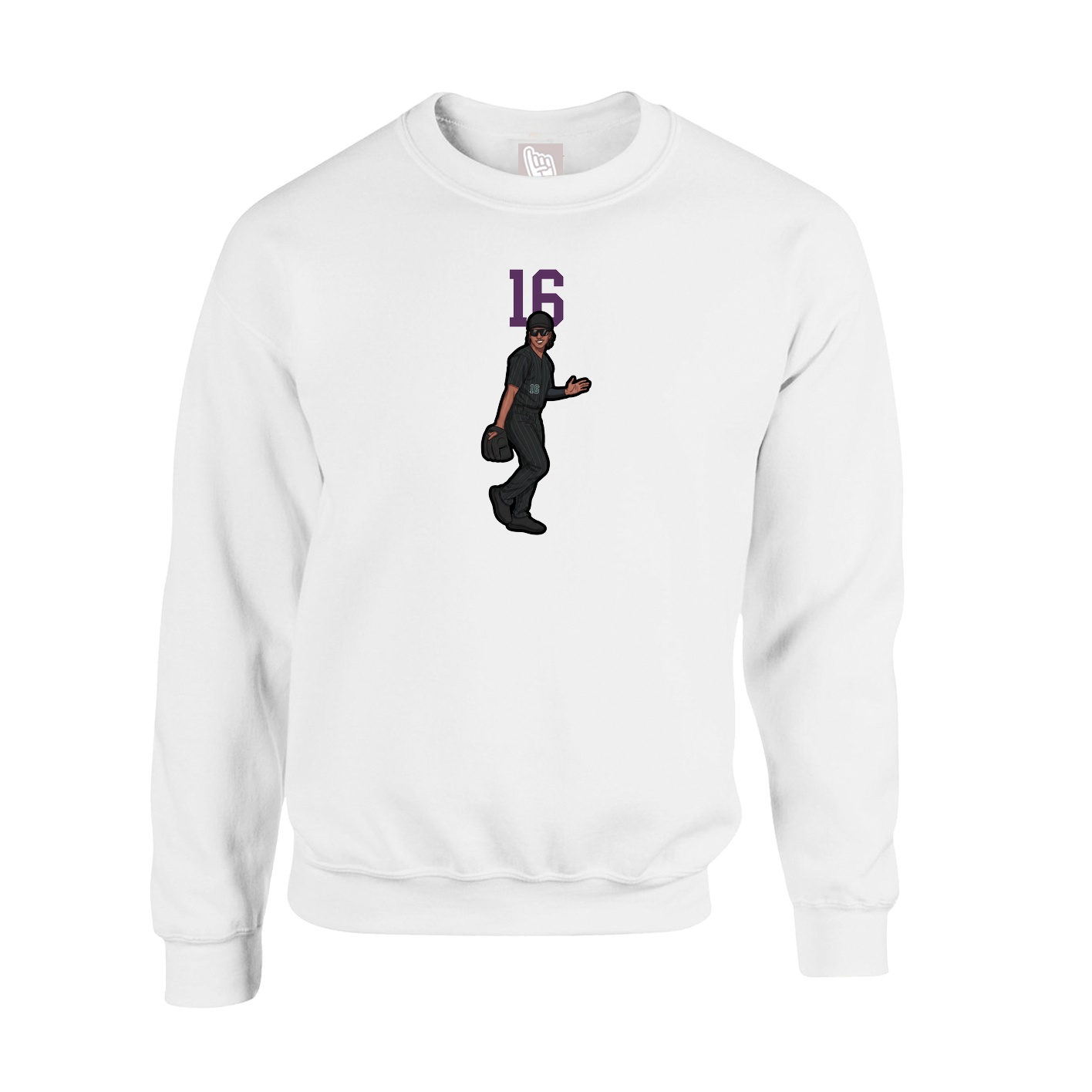 Fleece Crew — Number Top in White