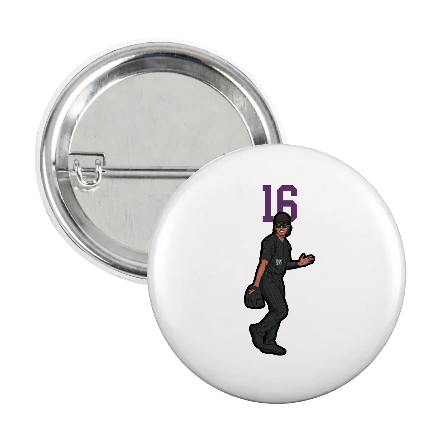 Game Day Button — Number Top in White