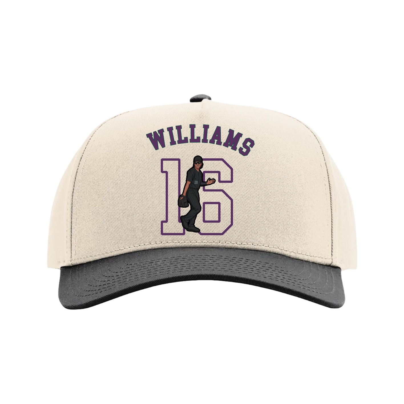Full Fabric Five-Panel Champ Cap — Shirsey Arch in Cream/Black